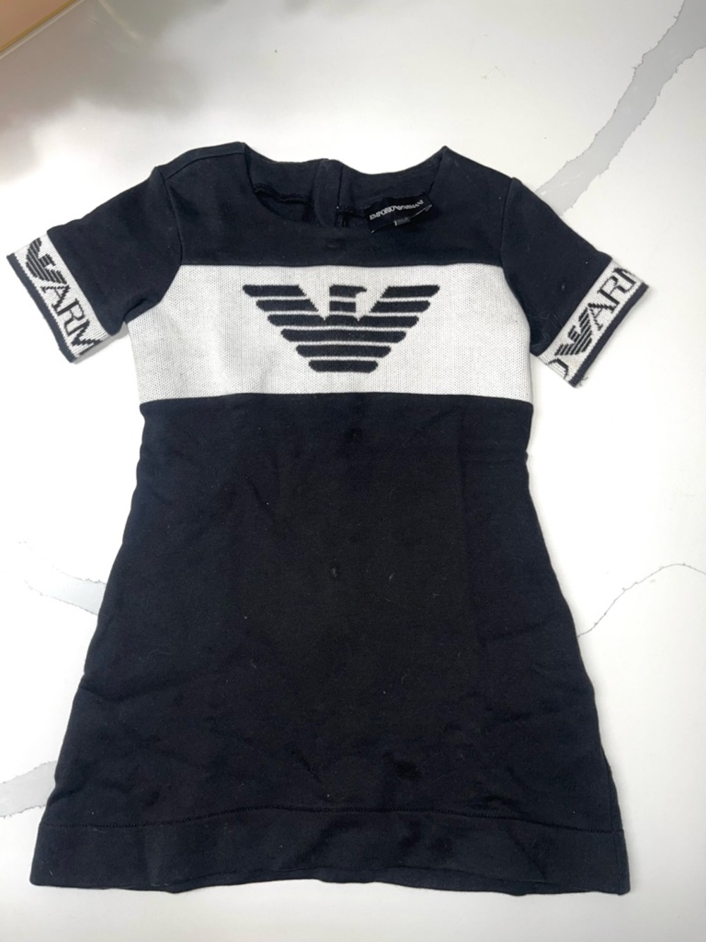 Emporio Armani Black and White Logo Knit Dress